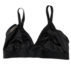Auden Women's Unlined Bralette Shiny Black Mesh Adjustable Strap Size Medium